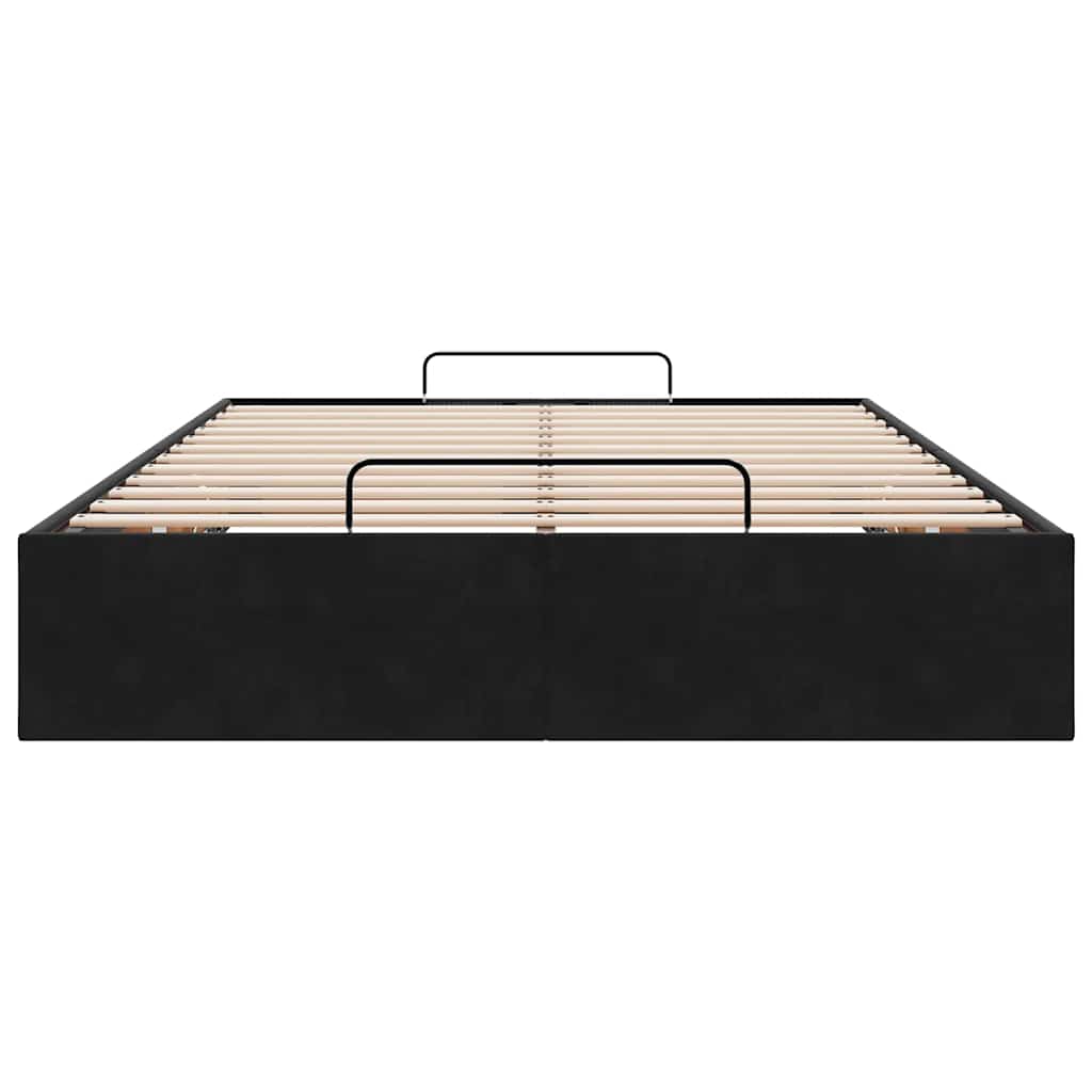 Ottoman Bed Frame No Mattress Black Double Velvet