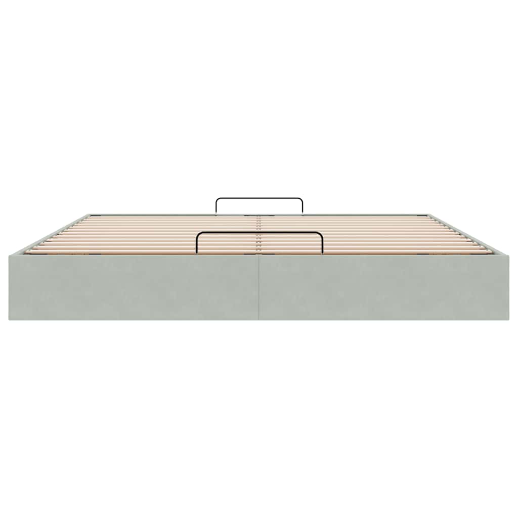 Ottoman Bed Frame No Mattress Light Grey Super King Velvet