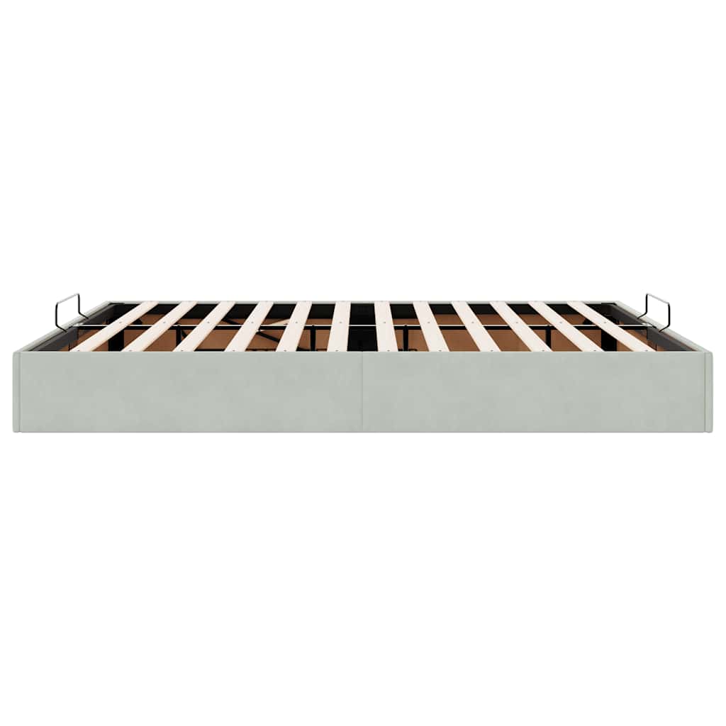 Ottoman Bed Frame No Mattress Light Grey Super King Velvet