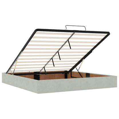 Ottoman Bed Frame No Mattress Light Grey Super King Velvet