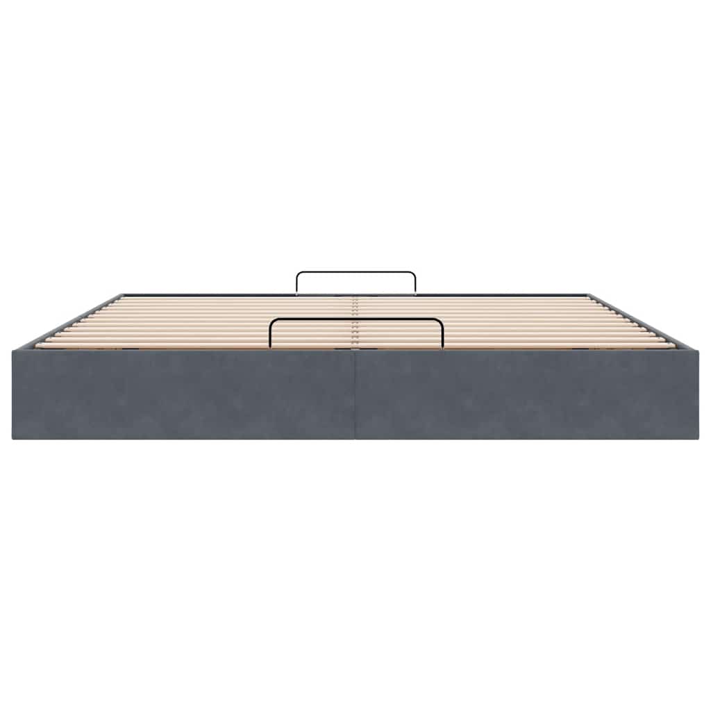 Ottoman Bed Frame No Mattress Dark Grey Super King Velvet