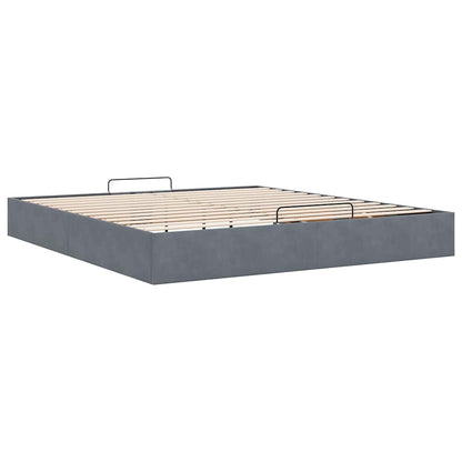 Ottoman Bed Frame No Mattress Dark Grey Super King Velvet