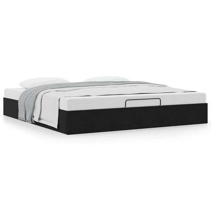Ottoman Bed Frame No Mattress Black Super King Velvet