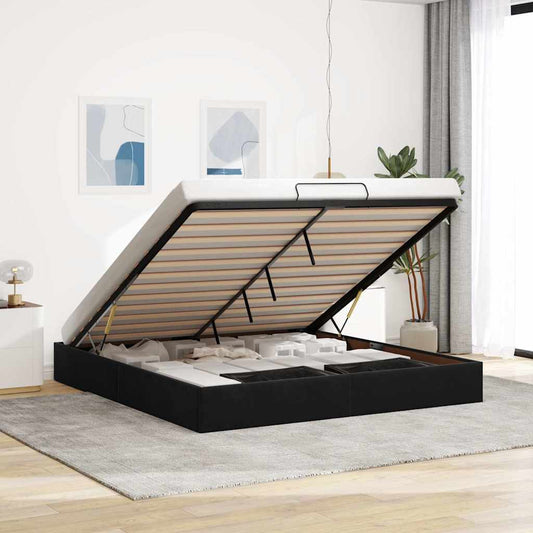 Ottoman Bed Frame No Mattress Black Super King Velvet