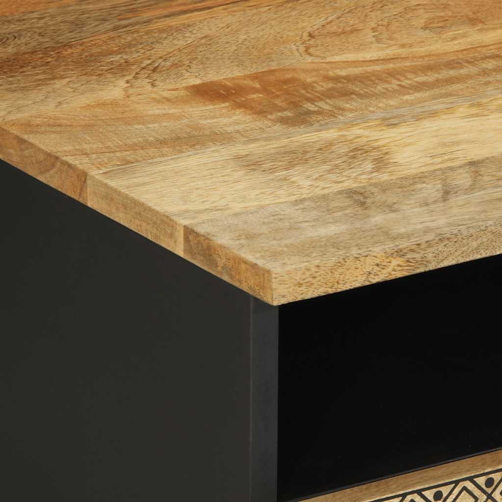 Coffee Table Black 80x54x40 cm Solid Rough Wood Mango