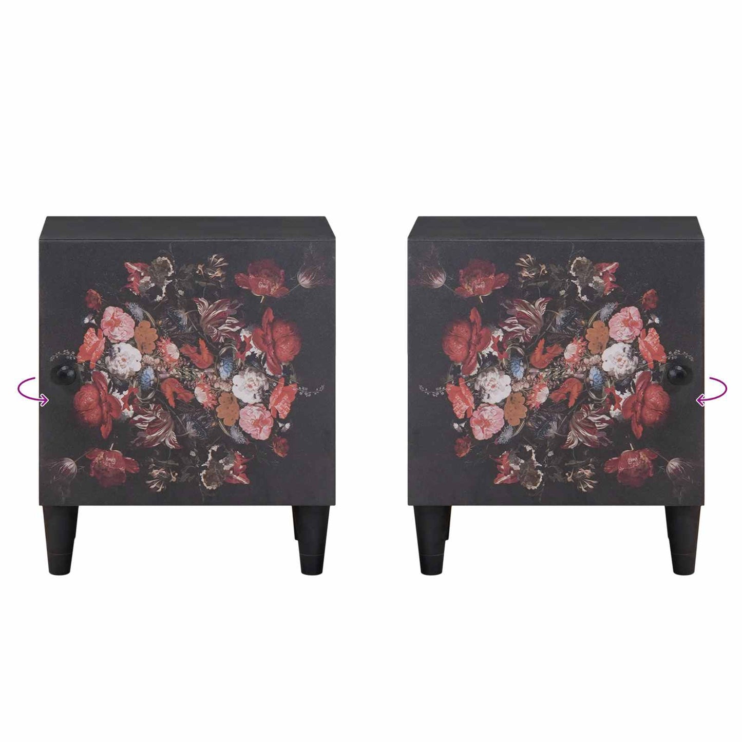 Bedside Cabinet with Door Black 40 x 33 x 46 cm