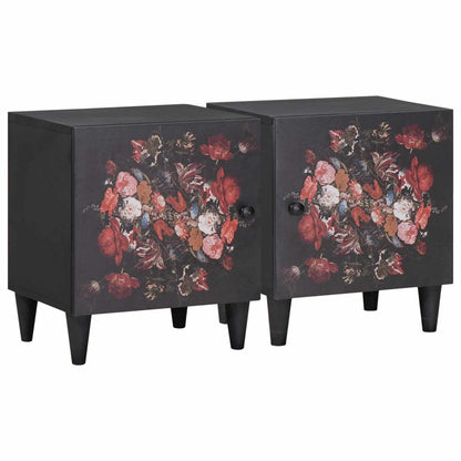 Bedside Cabinet with Door 2 pcs Black 40 x 33 x 46 cm