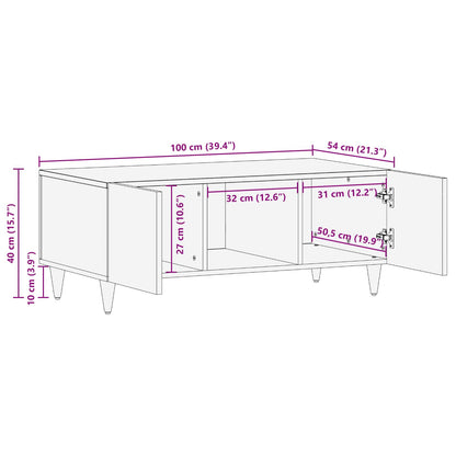 Coffee Table Multicolour 100 x 54 x 40 cm Solid Mango Wood