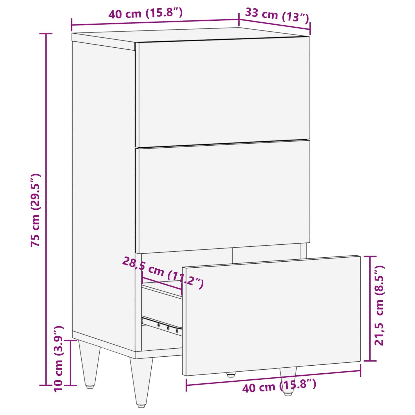 Storage Cabinets Multicolour 40 x 33.5 x 75 cm Solid Mango Wood