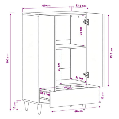 Storage Cabinets with Drawer Multicolour 60 x 33.5 x 100 cm
