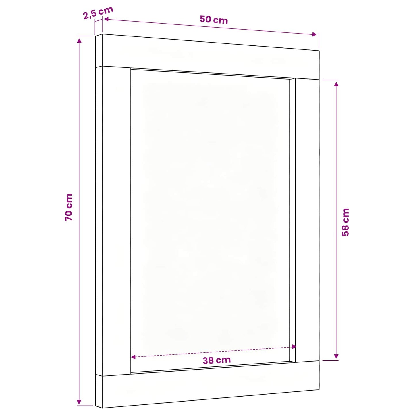 Mirror Wall-mounted Multicolour 70 x 50 x 3 cm Glass
