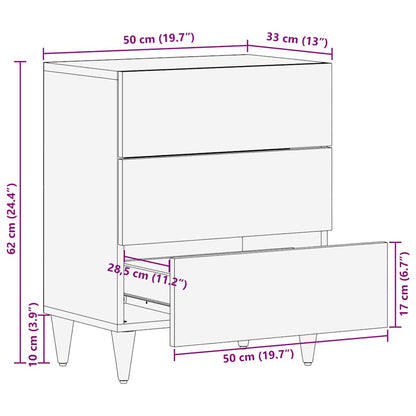 Bedside Cabinet Honey Brown 50 x 33 x 62 cm Solid Mango Wood