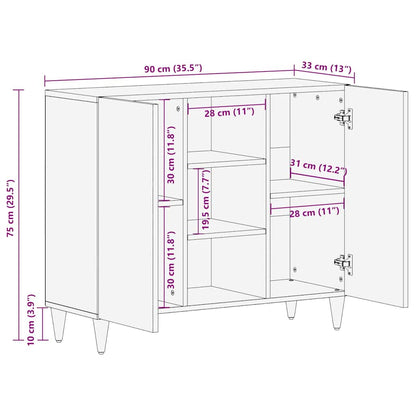 Sideboard with Shelf Brown 90 x 33 x 75 cm Solid Mango Wood