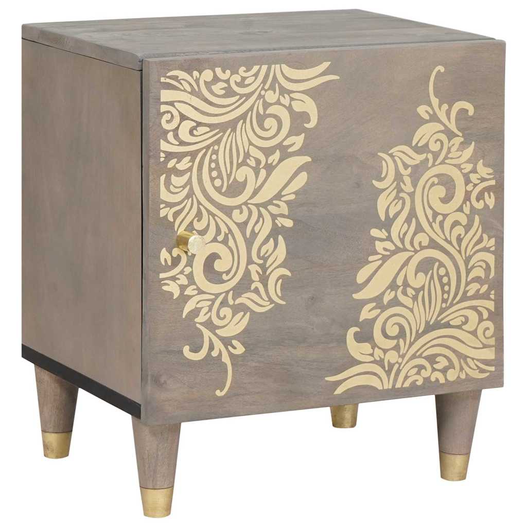 Bedside Cabinet with Door Grey 40 x 33 x 46 cm Solid Mango Wood