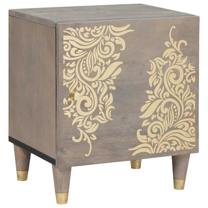 Bedside Cabinet with Door Grey 40 x 33 x 46 cm Solid Mango Wood