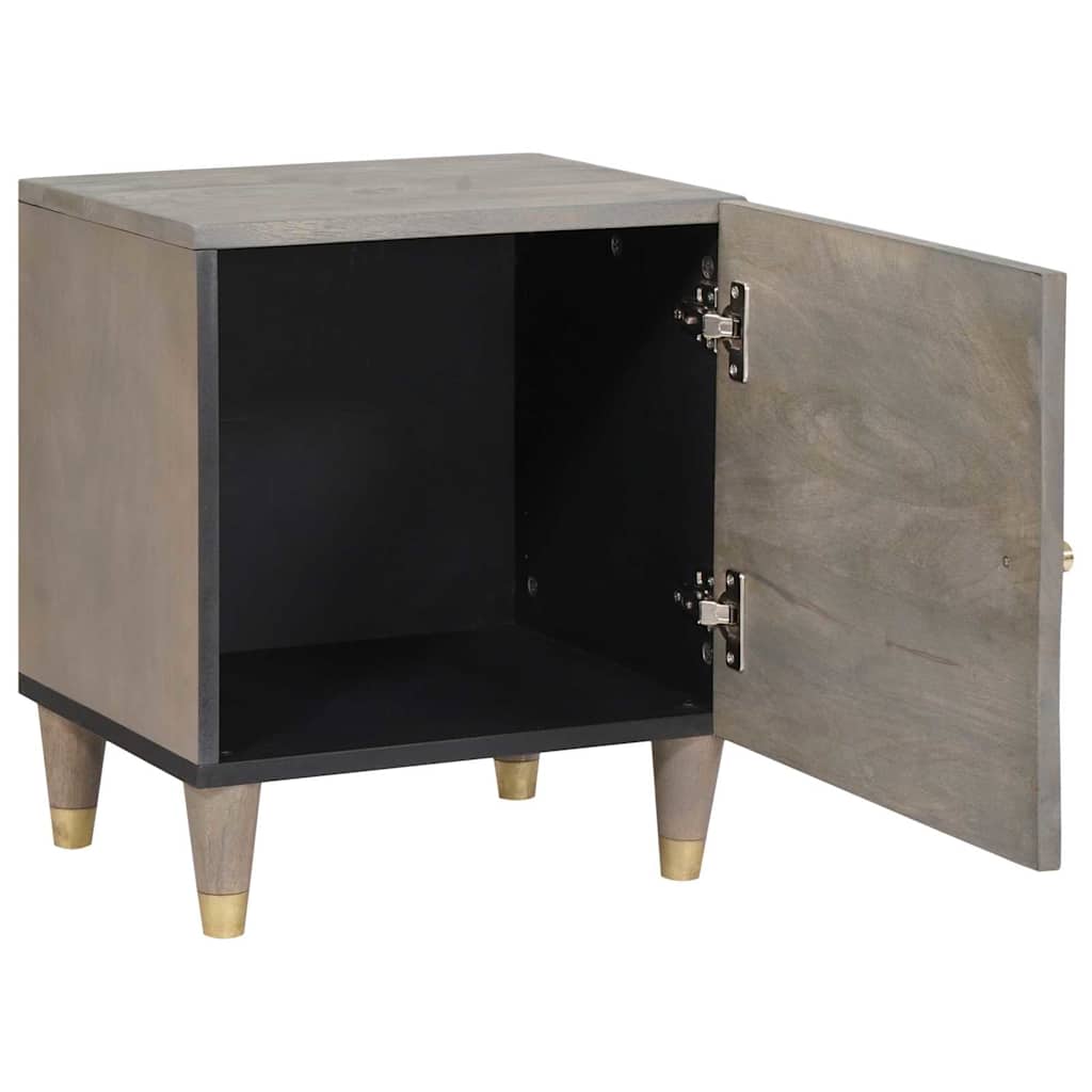 Bedside Cabinet with Door Grey 40 x 33 x 46 cm Solid Mango Wood