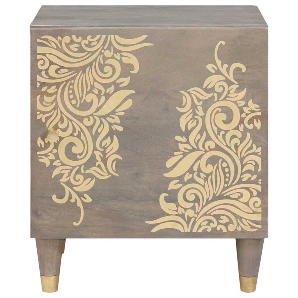 Bedside Cabinet with Door Grey 40 x 33 x 46 cm Solid Mango Wood