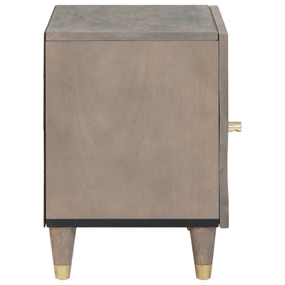 Bedside Cabinet with Door Grey 40 x 33 x 46 cm Solid Mango Wood