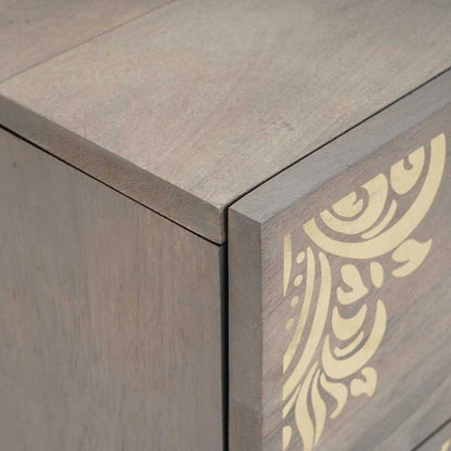 Bedside Cabinet Grey 40 x 33 x 46 cm Solid Mango Wood
