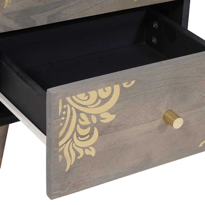 Bedside Cabinet Grey 40 x 33 x 46 cm Solid Mango Wood