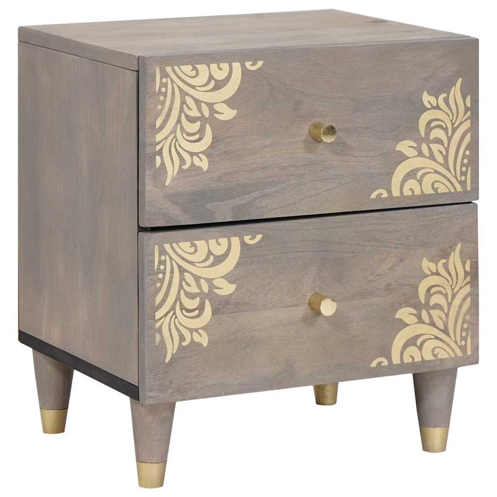 Bedside Cabinet Grey 40 x 33 x 46 cm Solid Mango Wood