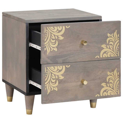 Bedside Cabinet Grey 40 x 33 x 46 cm Solid Mango Wood