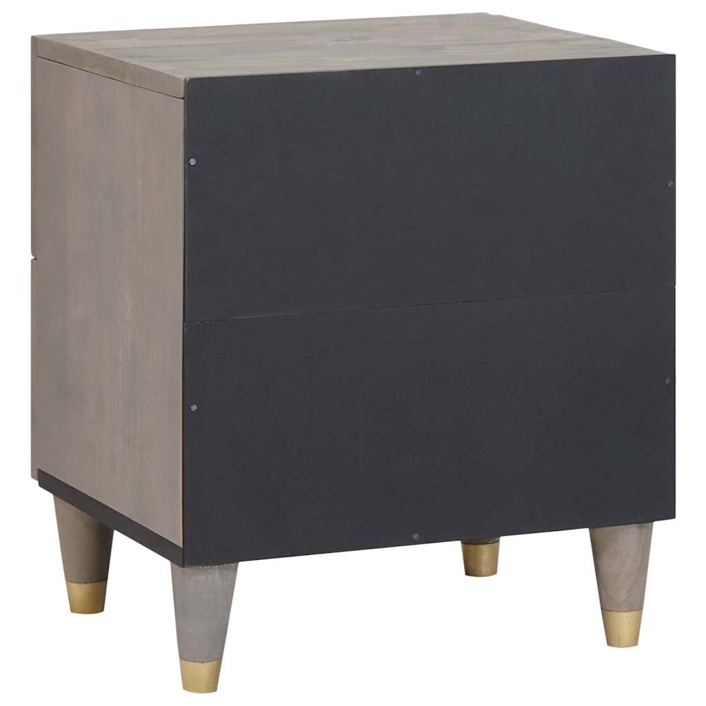 Bedside Cabinet Grey 40 x 33 x 46 cm Solid Mango Wood