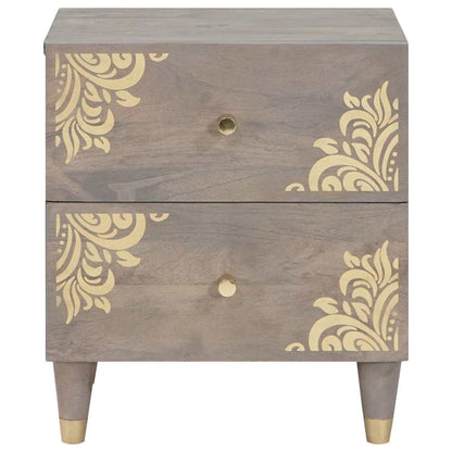 Bedside Cabinet Grey 40 x 33 x 46 cm Solid Mango Wood