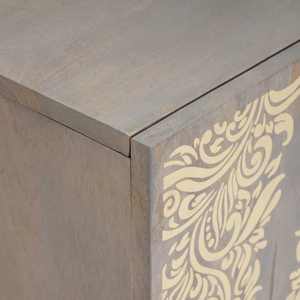 TV Cabinet with Shelf Grey 105 x 33 x 46 cm Solid Mango Wood