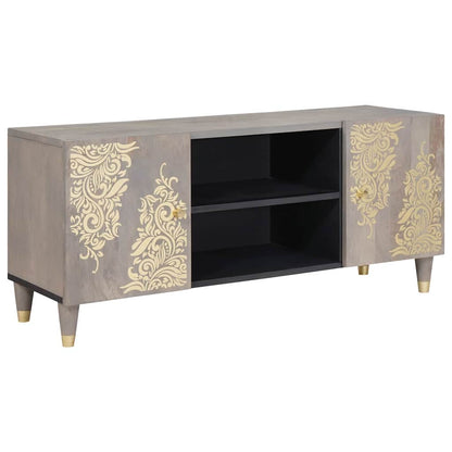 TV Cabinet with Shelf Grey 105 x 33 x 46 cm Solid Mango Wood