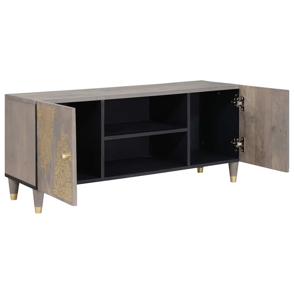 TV Cabinet with Shelf Grey 105 x 33 x 46 cm Solid Mango Wood