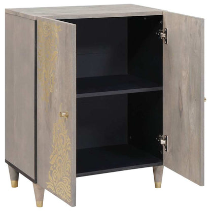 Sideboard Grey and Gold 60 x 33 x 75 cm Solid Mango Wood