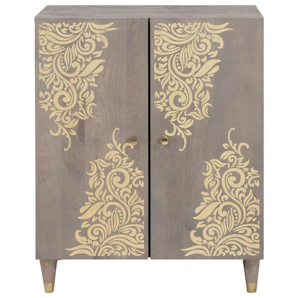 Sideboard Grey and Gold 60 x 33 x 75 cm Solid Mango Wood