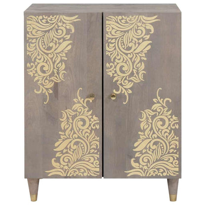 Sideboard Grey and Gold 60 x 33 x 75 cm Solid Mango Wood