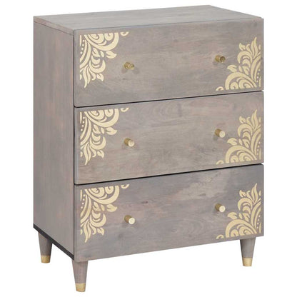 Sideboard Grey and Gold 60 x 33 x 75 cm Solid Mango Wood
