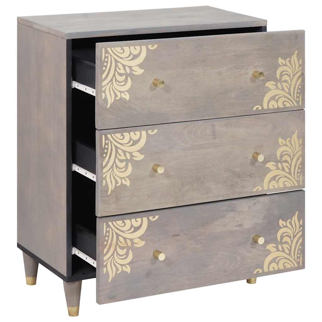 Sideboard Grey and Gold 60 x 33 x 75 cm Solid Mango Wood