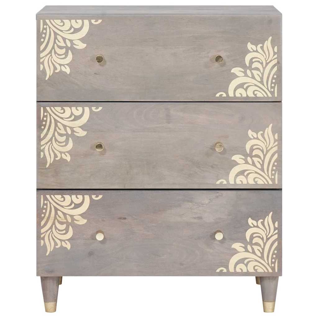 Sideboard Grey and Gold 60 x 33 x 75 cm Solid Mango Wood