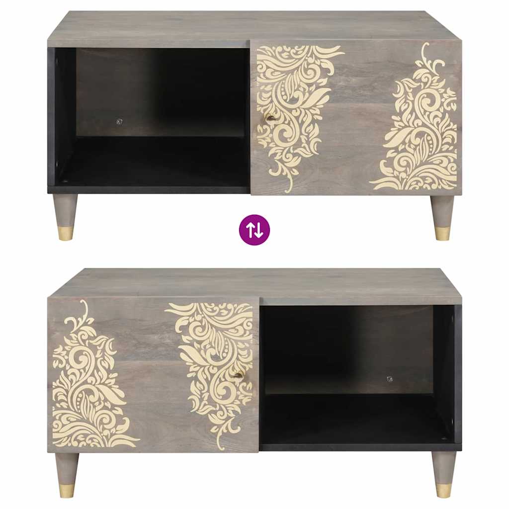 Coffee Table Grey 80 x 50 x 40 cm Solid Mango Wood