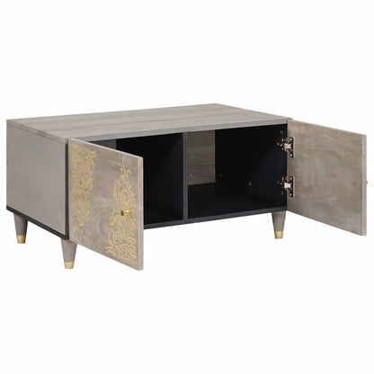 Coffee Table Grey 80 x 50 x 40 cm Solid Mango Wood