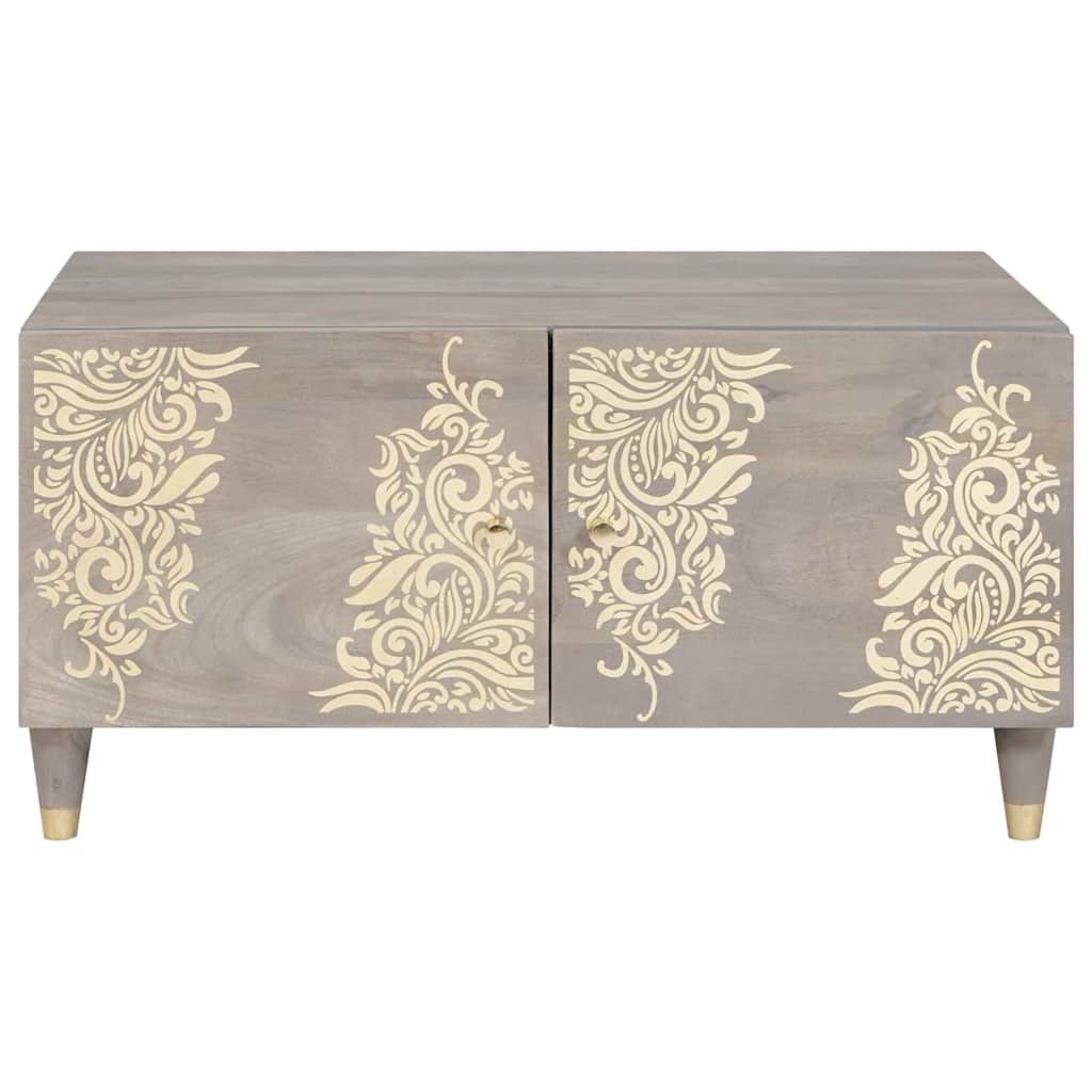Coffee Table Grey 80 x 50 x 40 cm Solid Mango Wood