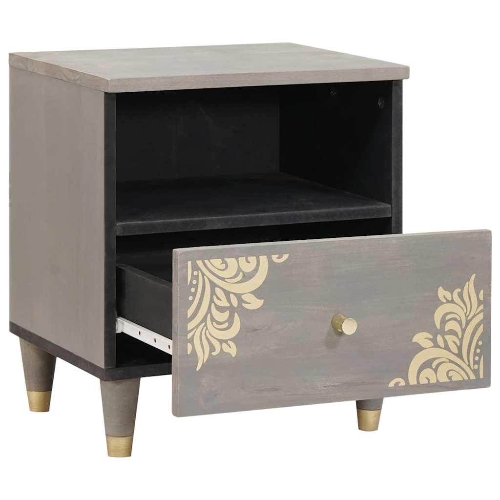 Bedside Cabinet 2 pcs Grey 40 x 33 x 46 cm Solid Mango Wood