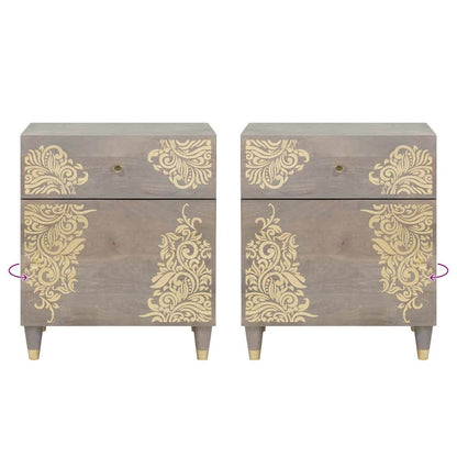 Bedside Cabinet with Door Grey 50 x 33 x 60 cm Solid Mango Wood