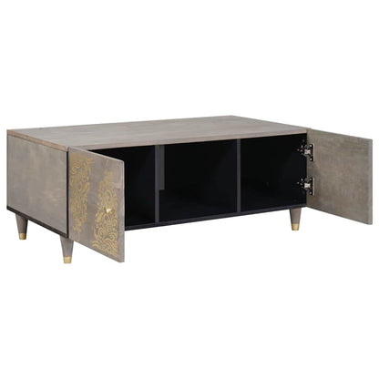 Coffee Table Grey 100 x 54 x 40 cm Solid Mango Wood
