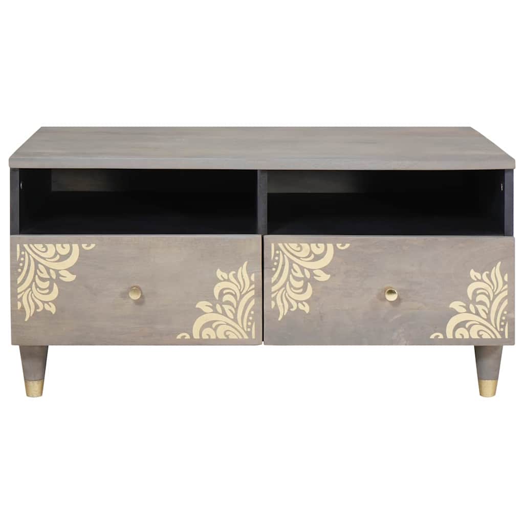 Coffee Table with Drawer Grey 80 x 54 x 40 cm Solid Mango Wood