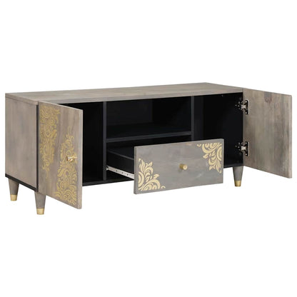 TV Cabinet with Drawer Grey 105 x 33 x 46 cm Solid Mango Wood