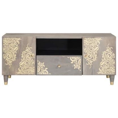 TV Cabinet with Drawer Grey 105 x 33 x 46 cm Solid Mango Wood