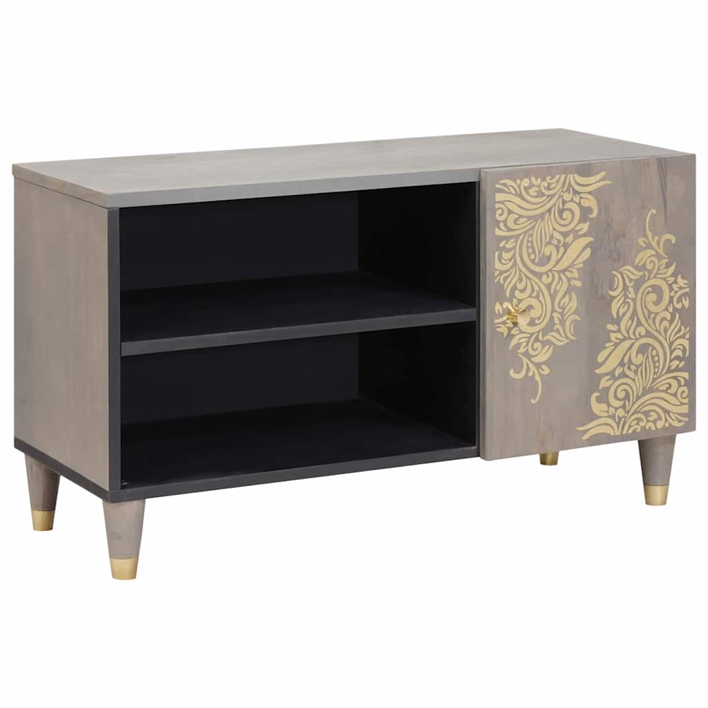 TV Cabinet with Shelf Grey 80 x 33 x 46 cm Solid Mango Wood
