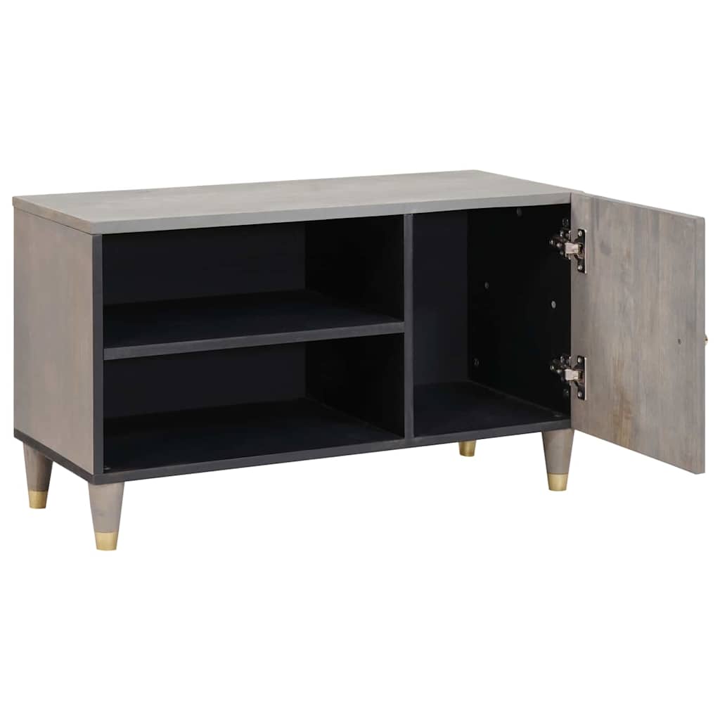 TV Cabinet with Shelf Grey 80 x 33 x 46 cm Solid Mango Wood