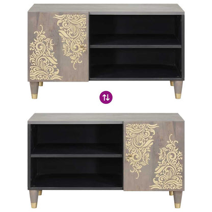 TV Cabinet with Shelf Grey 80 x 33 x 46 cm Solid Mango Wood