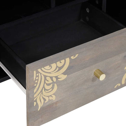 TV Cabinet with Drawer Grey 100 x 33 x 46 cm Solid Mango Wood